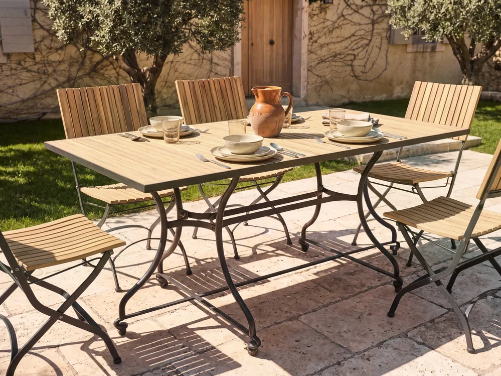 Garden Dining Table LASCARI 160 cm 90 cm Acacia Wood Light Brown_1101711