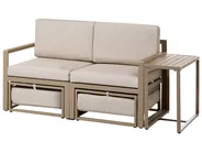 Set salotto da giardino con tavolo e pouf 2 posti NOCI Modulare Metallo Beige_1026722