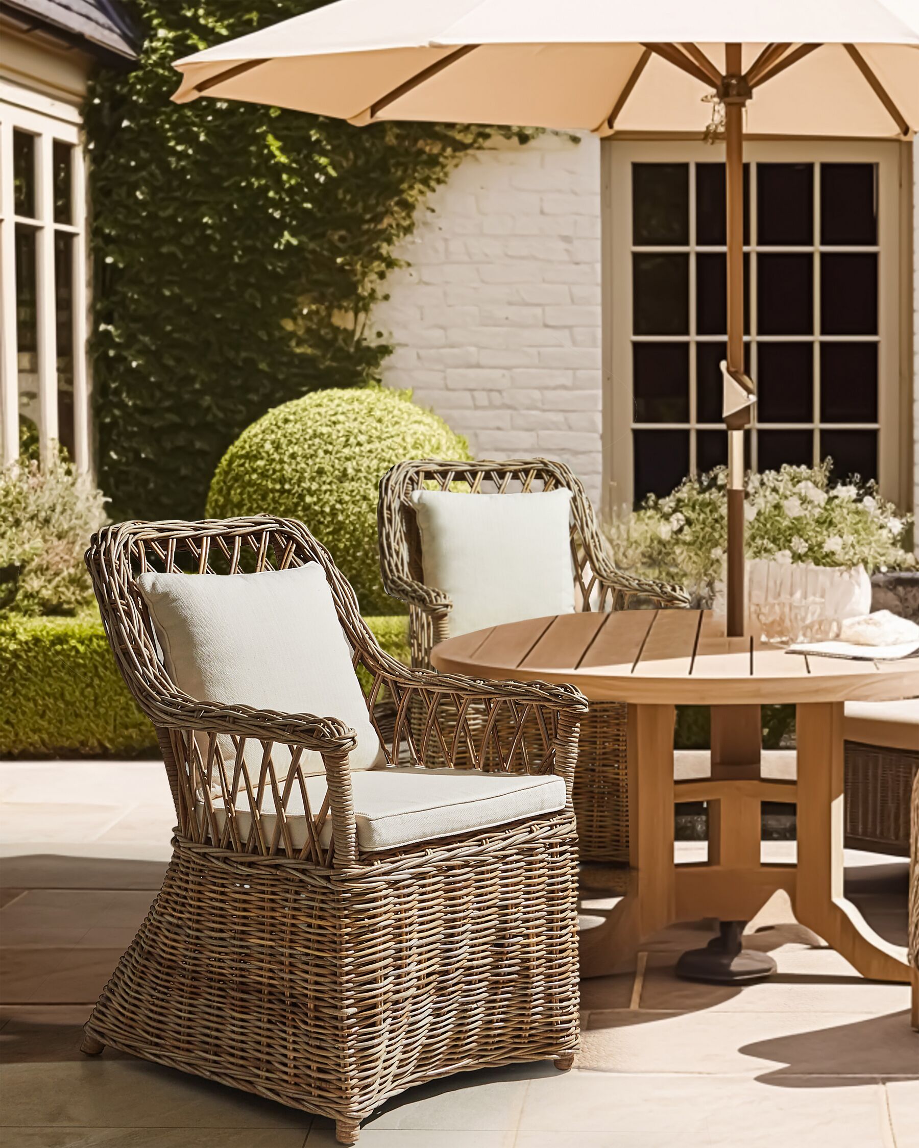 Set 2 poltrone da giardino rattan bianco crema MAROS