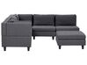5 Seater Right Hand Modular Fabric Corner Sofa with Ottoman Dark Grey UNSTAD_924657