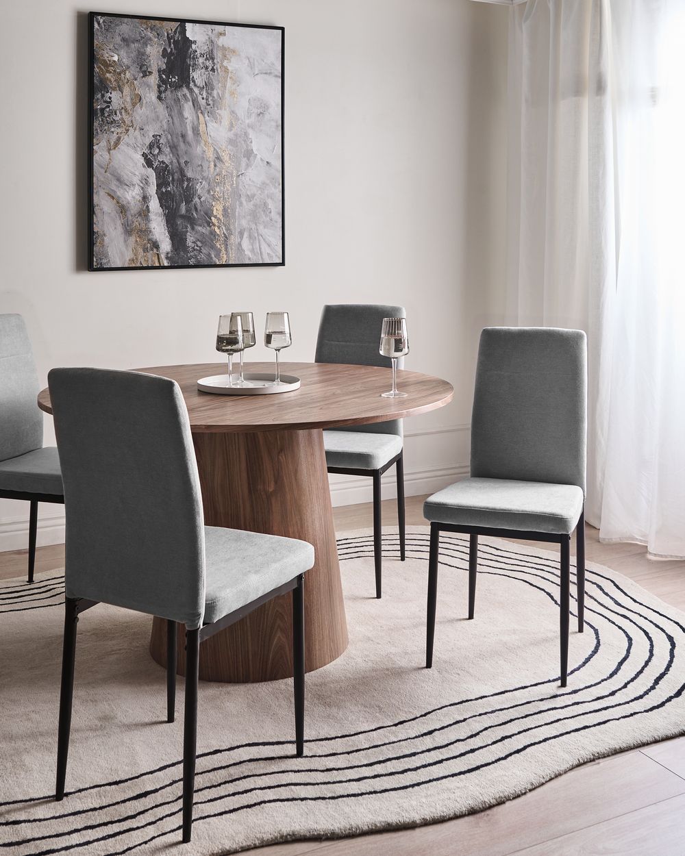 Set di 4 sedie da pranzo RINER Tessuto Grigio