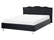 Bed Faux Leather METZ 160 x 200 cm (EU King Size) Black_1173782