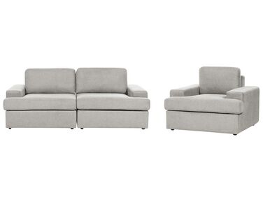 Conjunto de sofás 4 lugares em tecido cinzento claro ALLA