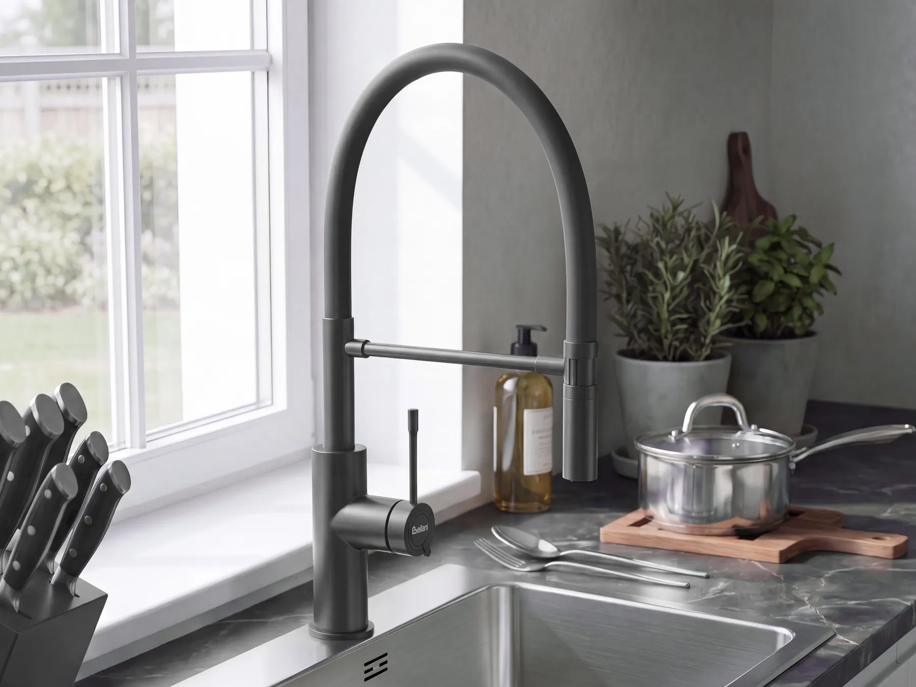 Kitchen Pull Out Tap ARKHATA Black_1108333