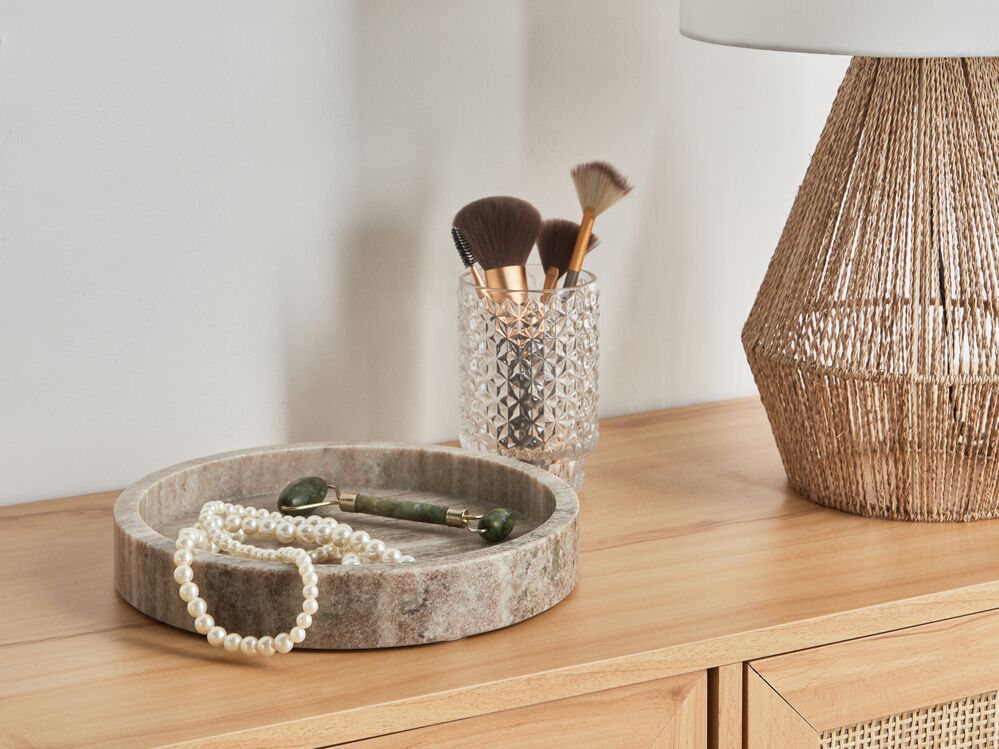 Vassoio In Travertino Per Gioielli - 15 Cm - Marmo Beige Naturale - Portaoggetti Elegante - Foto 10