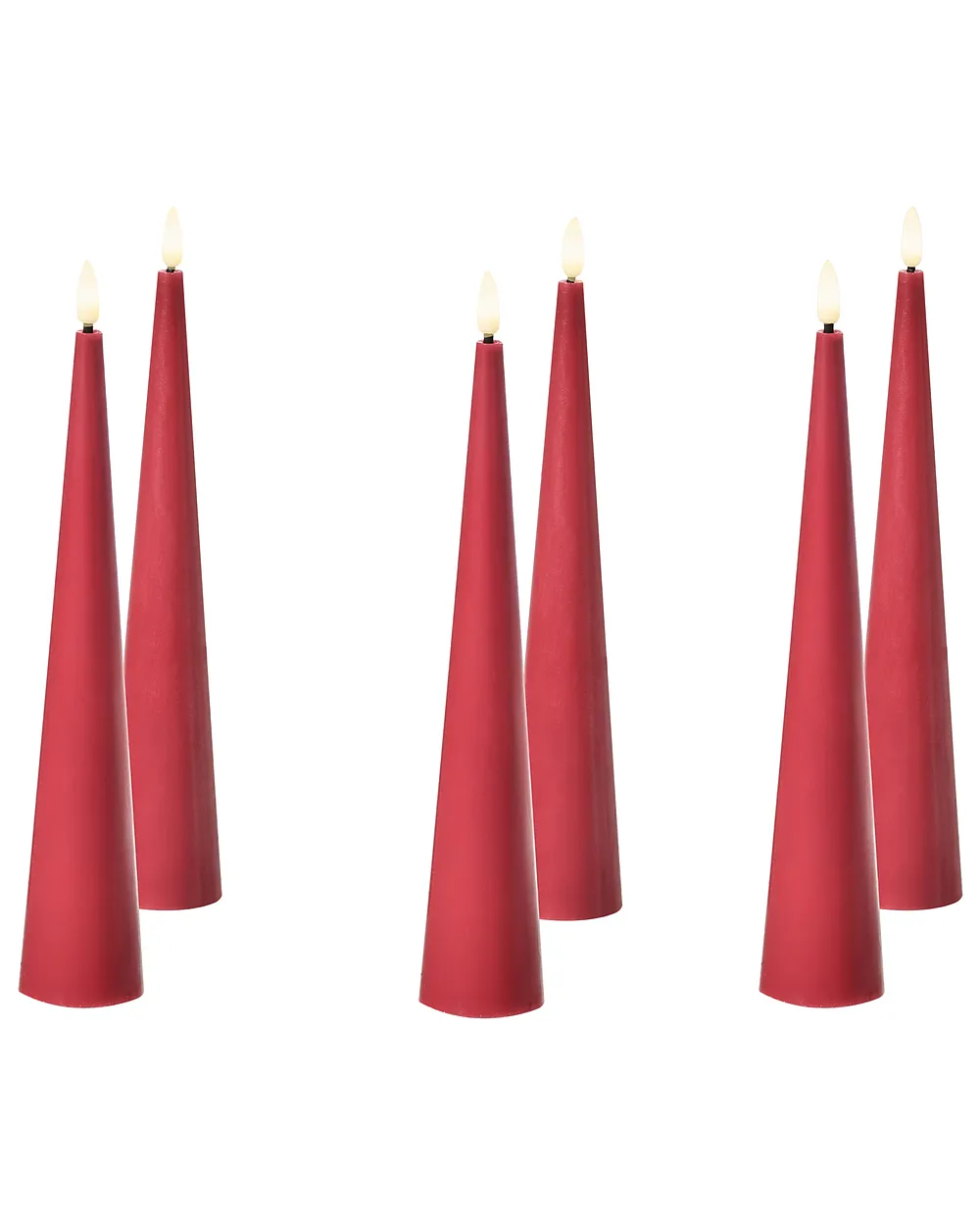 Conjunto de 6 velas LED AURUM 28 cm Rojo