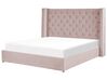 Zamatová posteľ s úložným priestorom 180 x 200 cm ružová LUBBON_833881