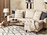 Lot de 2 coussins décoratifs IRESINE 45 x 45 cm Coton Beige Motif géométrique_1180193