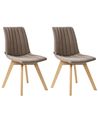 Set of 2 Dining Chairs CALGARY Fabric Brown