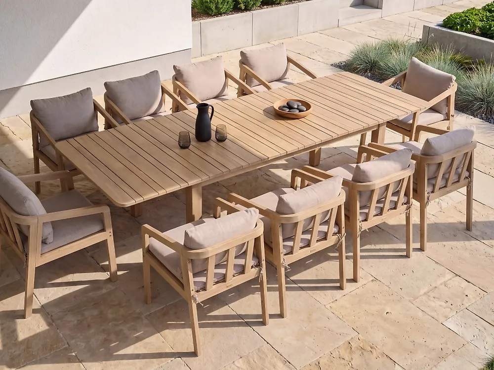 Gartenmöbel Set 10-Sitzer TOSCANELLA inkl. Kissen zertifiziertes Akazienholz Hellbraun