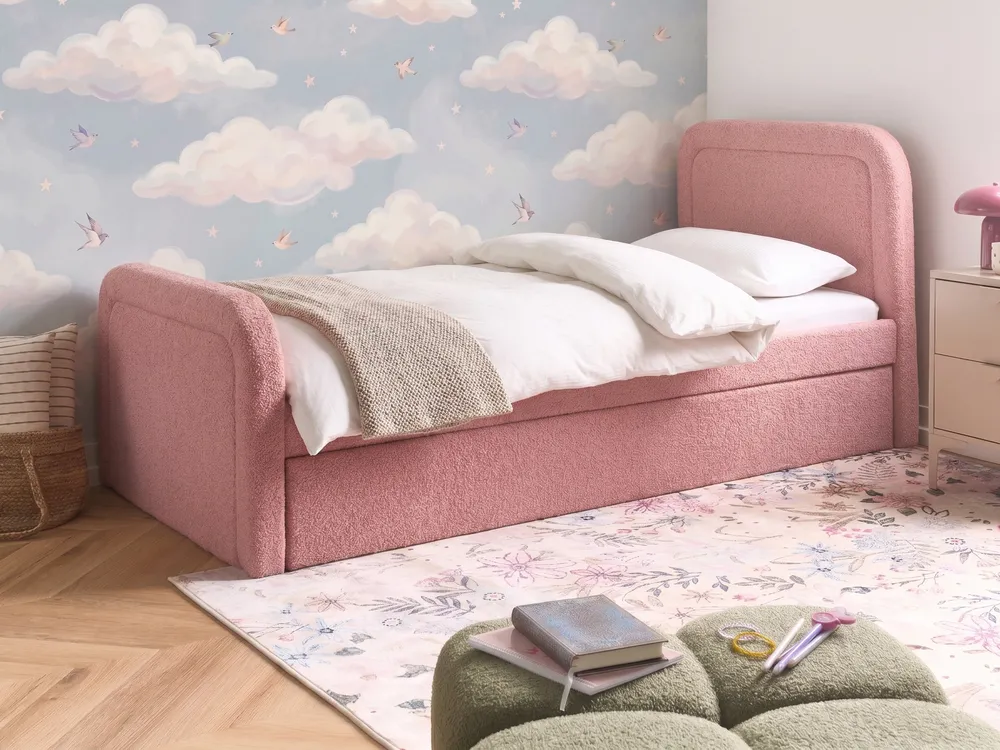 Trundle Bed Boucle RAYSSAC 90 x 200 cm (EU Single) Pink_1081105