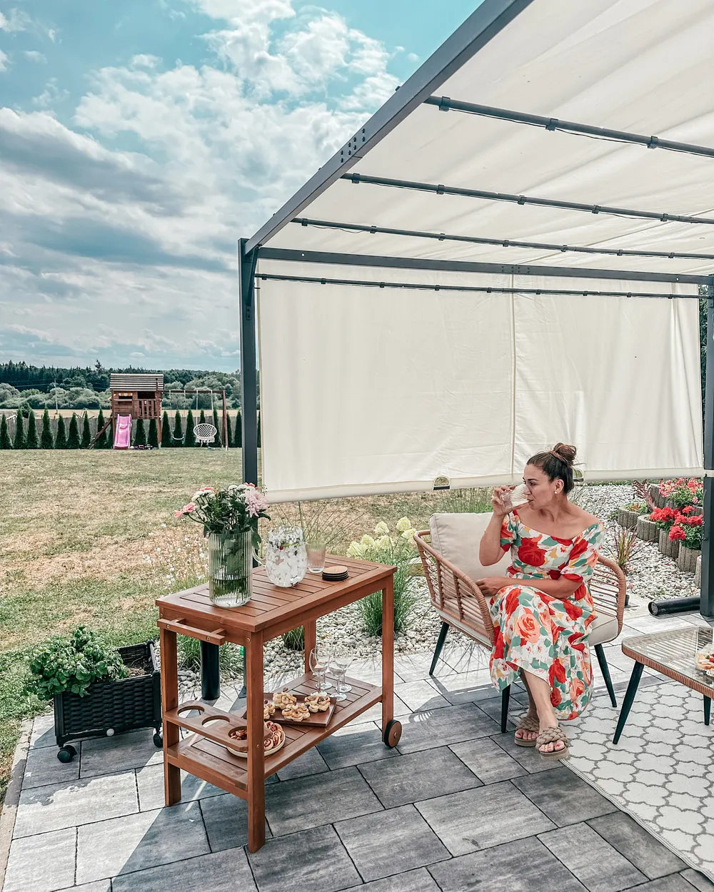 Gazebo LED PARGA Metal 310 cm 310 cm Beige