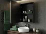 Szafka łazienkowa wisząca z lustrem LED MALASPINA 40 cm 60 cm Czarny_905843