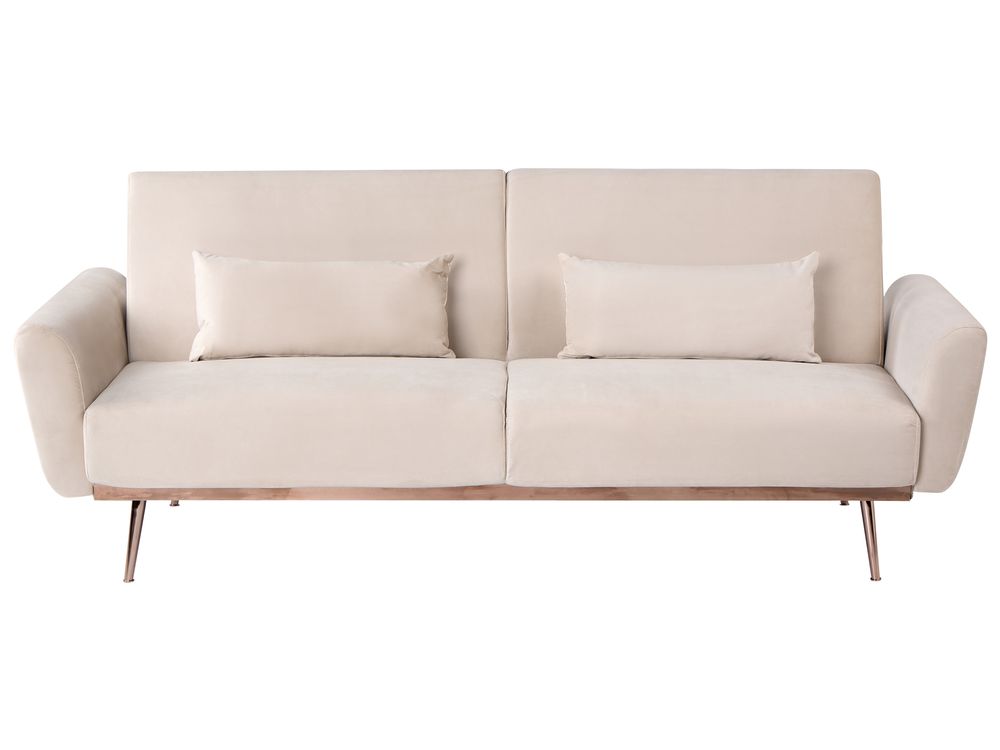 Divano letto 3 posti EINA Velluto Beige chiaro