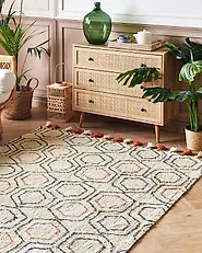 Tappeto HAJIPUR Beige 160 x 230 cm Cotone_1179238