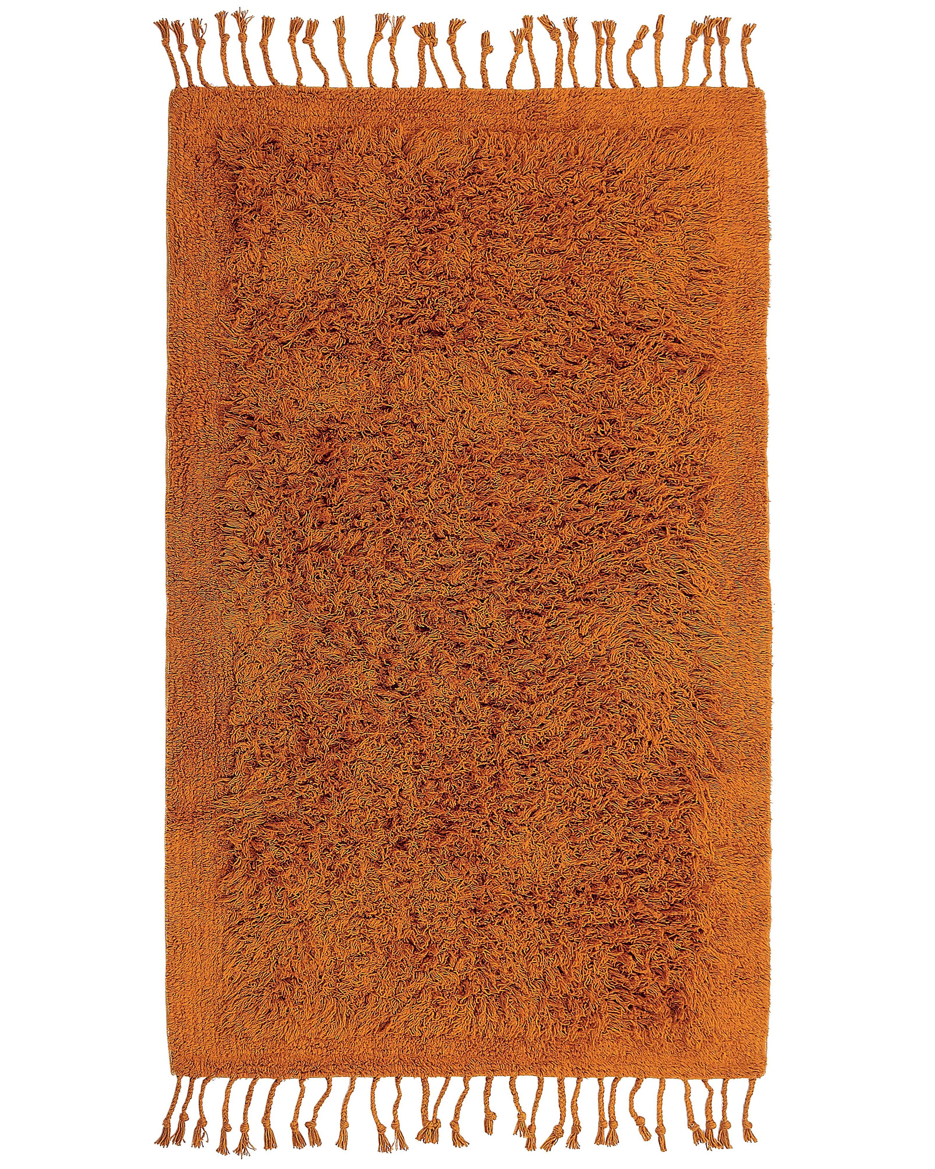 Cotton Shaggy Area Rug 80 x 150 cm Orange BITLIS_849093