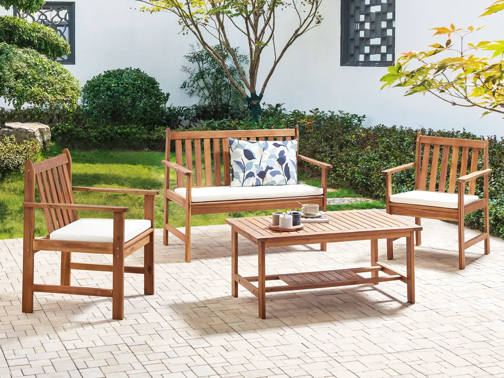 Garden Lounge Set with Table Seater ALTIDONA Acacia Wood Off