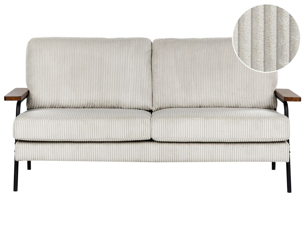 Sofa 3-Sitzer AKRANES Cord Hellgrau