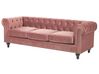 Soffa 3-sits sammet rosa CHESTERFIELD_778823
