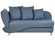 Left-Hand Chaise Longue MERI with Storage Faux Linen Dark Blue_881307