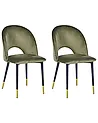 Set of 2 Dining Chairs MAGALIA Velvet Olive Green