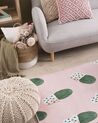 Růžový koberec se vzorem kaktus 80 x 150 cm. ELDIVAN_754996