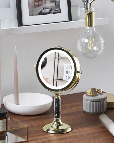 Lighted Makeup Mirror ø 18 cm Gold BAIXAS