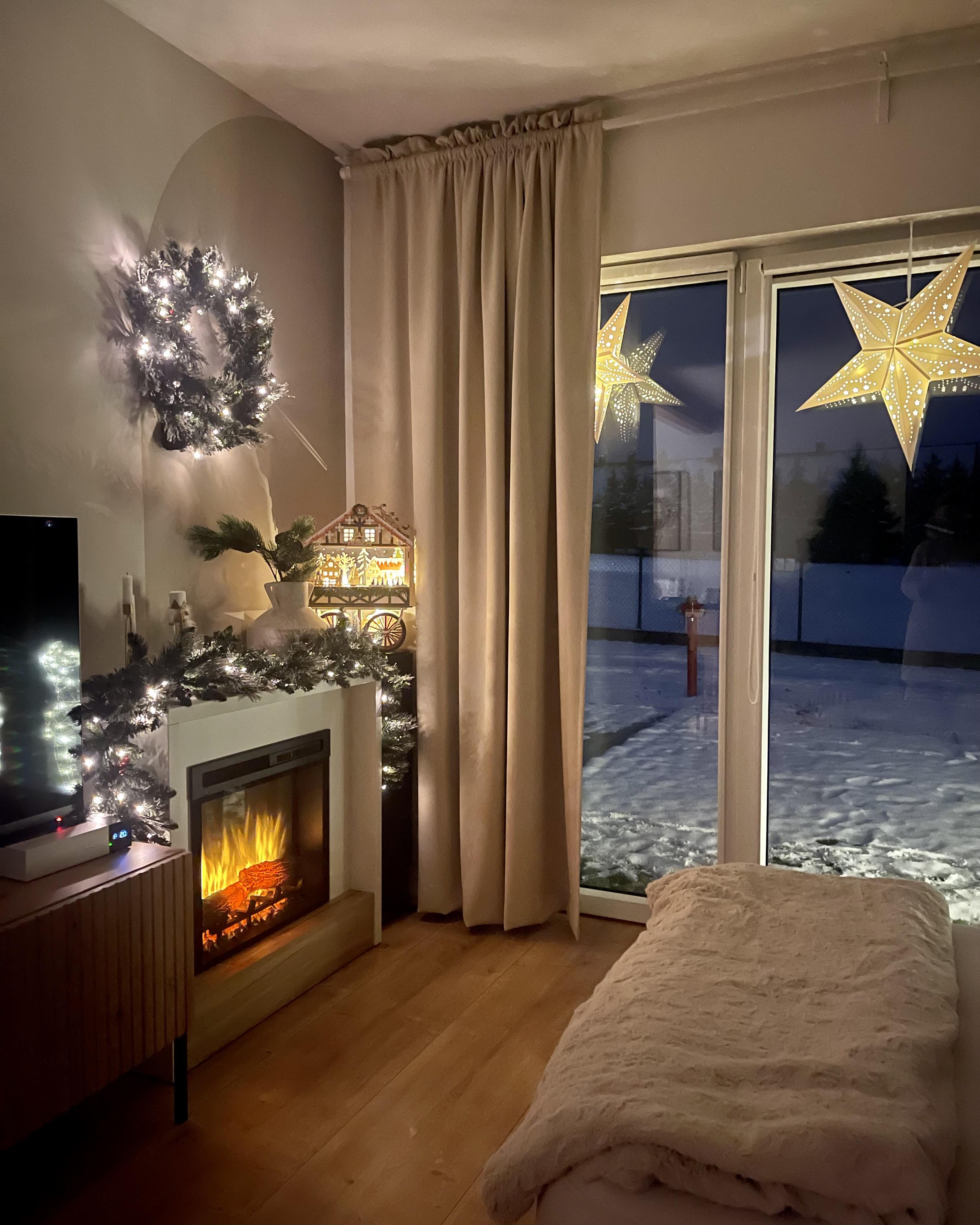 Set of 2 LED Hanging Glitter Stars 60 cm White MOTTI_913603