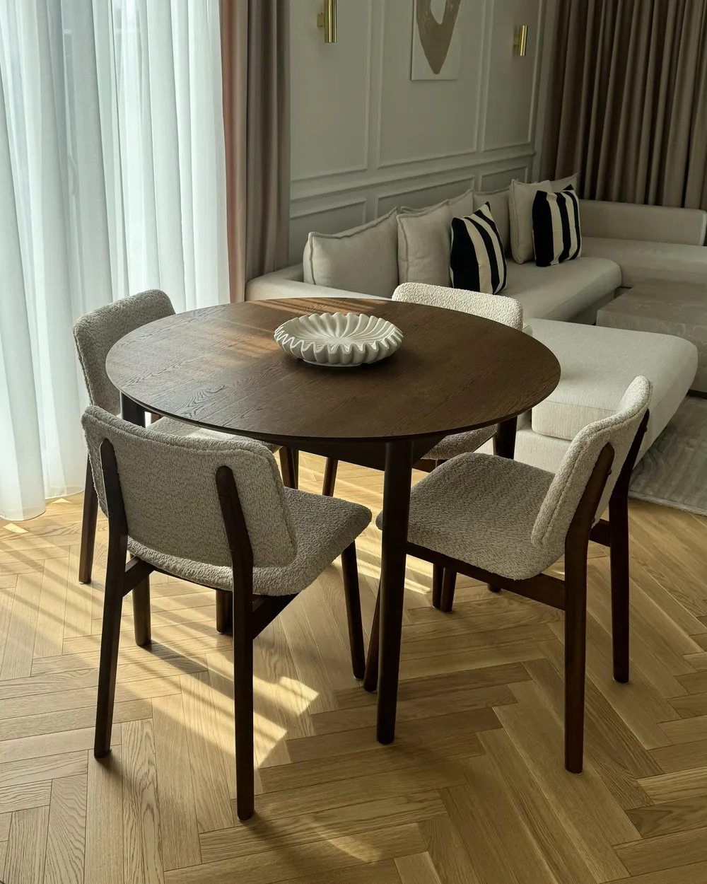 Set of 2 Dining Chairs BLANE Wood Dark Brown/ Beige_983394