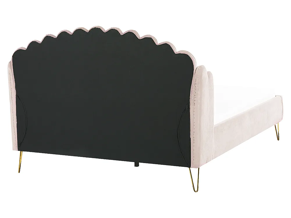Bett mit Lattenrost Samtstoff AMBILLOU 160 x 200 cm Hellbeige_857633