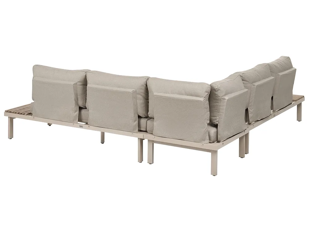 Garden Corner Sofa with Table 5 Seater FIVIZZANO Acacia Wood Beige_1159262