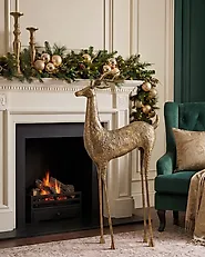 Floor Christmas Decoration PELLO 126 cm Reindeer Gold_1178084