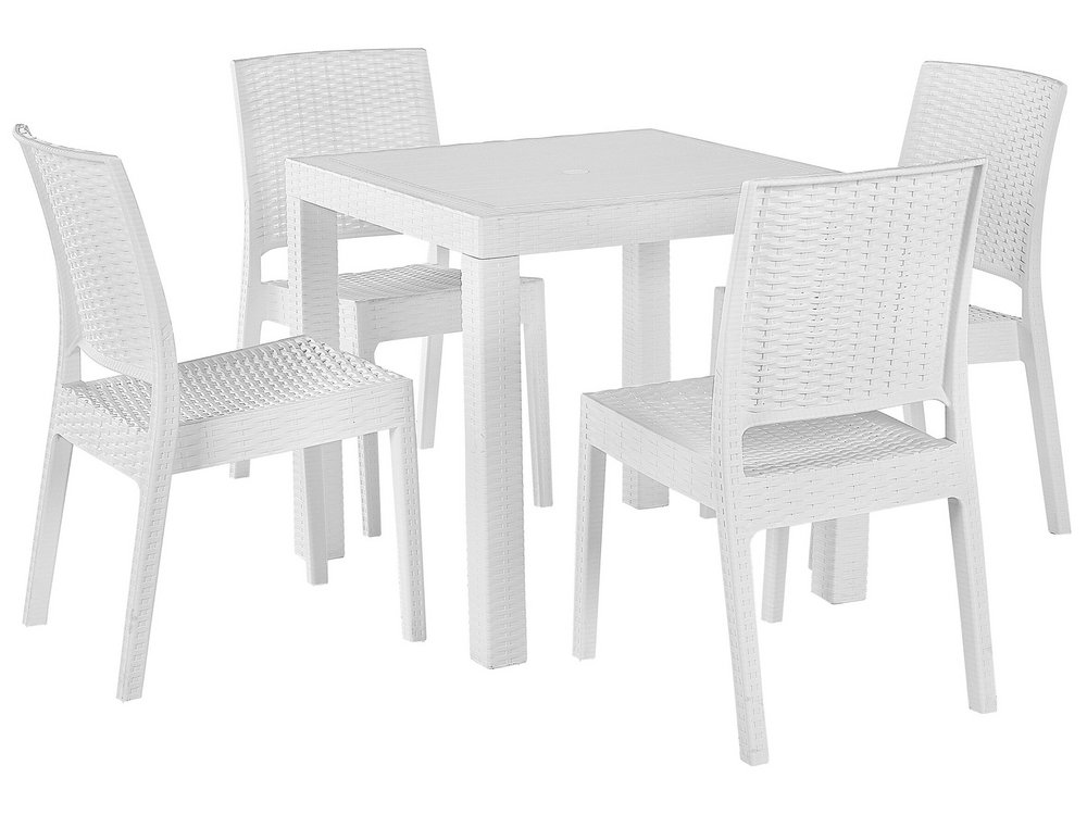 4 Seater Garden Dining Set White FOSSANO Beliani