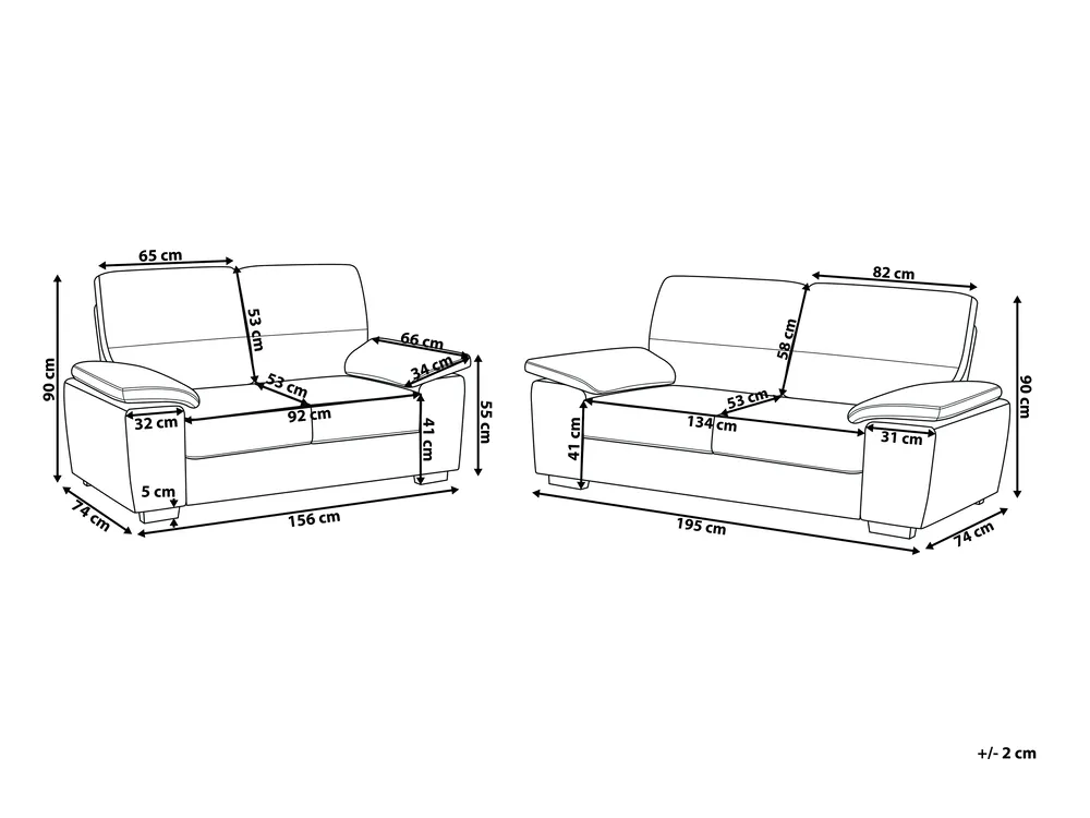 Living Room Set 5 Seater VOGAR Faux Leather Black_730292