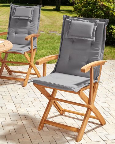 Set of 2 Garden Dining Chairs with Graphite Grey Cushion MAUI II