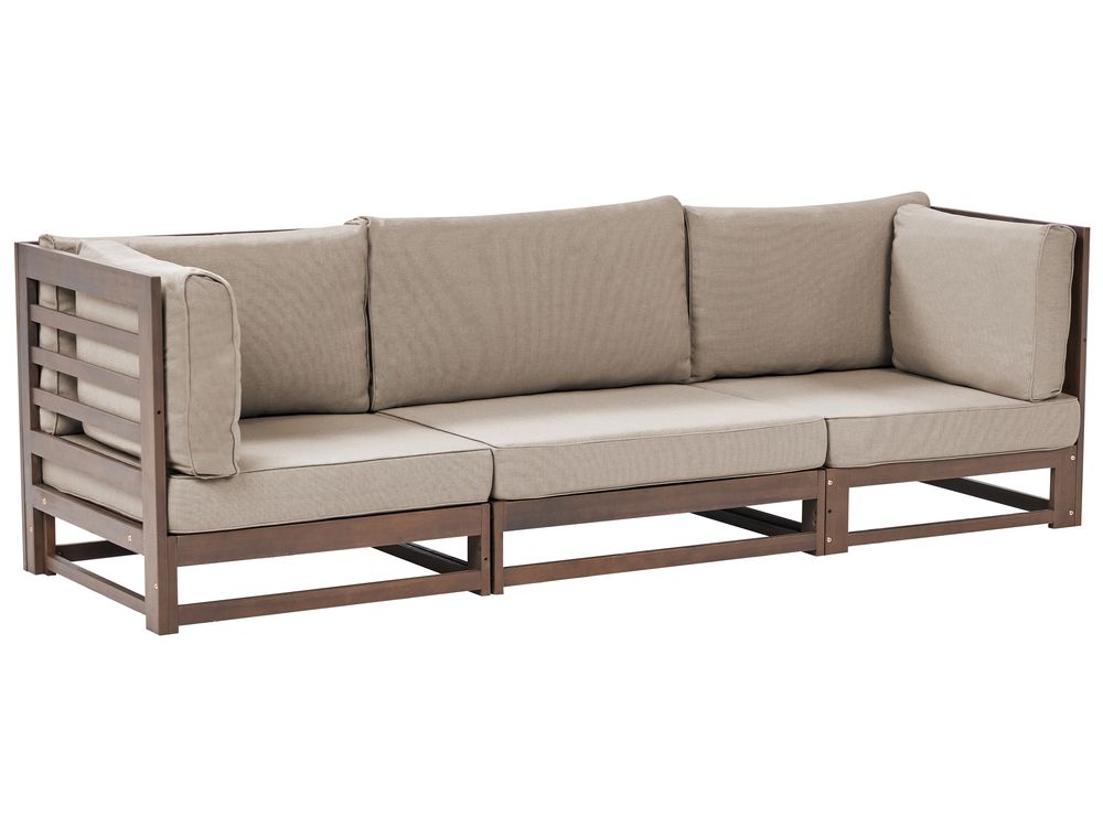 Canapé de jardin 3 places TRANI Bois d'acacia certifié Marron foncé