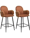 Set of 2 Bar Chairs AMITY Fabric Brown