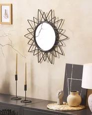 Specchio AROEK 61 cm 61 cm Rattan Nero_1080506