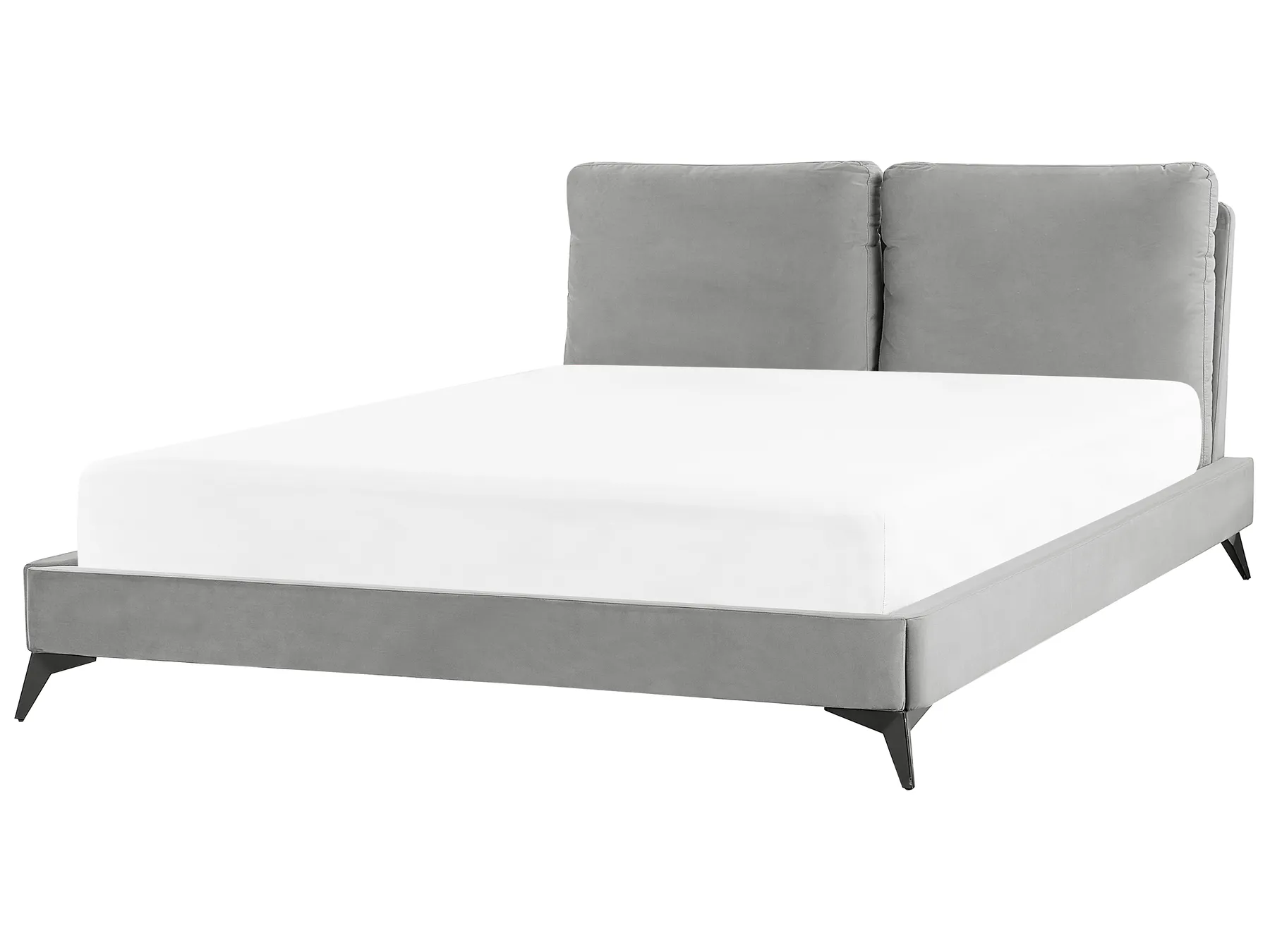 Cama Veludo MELLE 160 x 200 cm Cinzento_829852