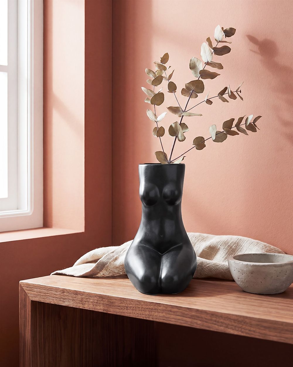 Virágtartó váza PYRGOS 22 cm Kerámia Fekete