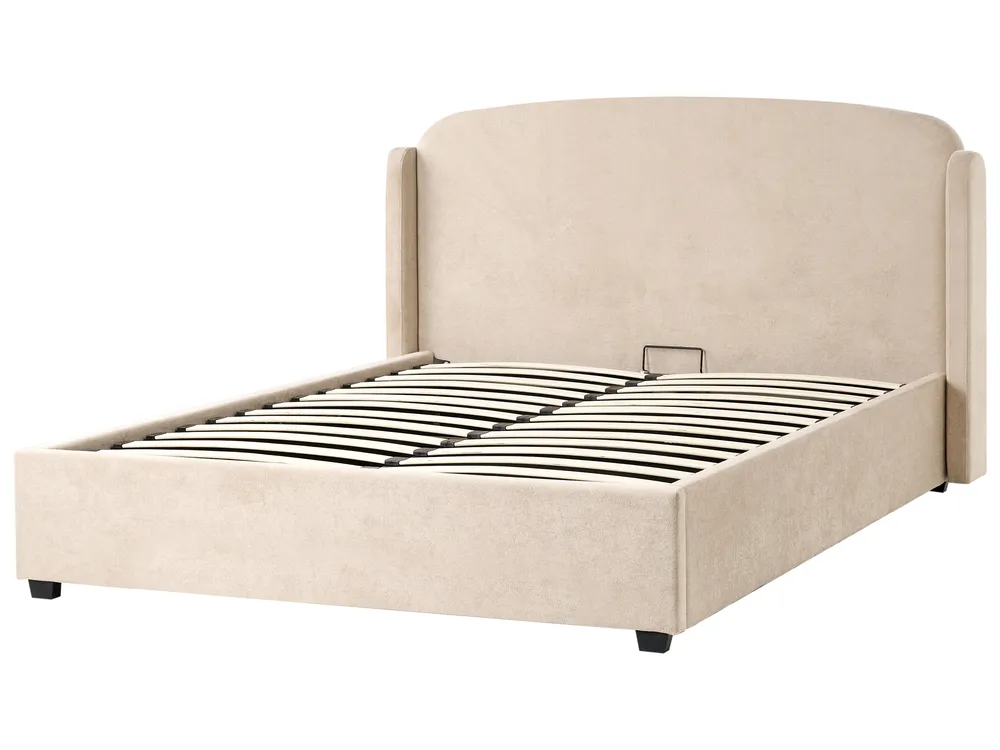 Ottoman Bed BERNAY Fabric Taupe 160 x 200 cm (EU King Size)_1025726