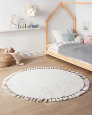 Rug MITSOBI White ø 120 cm Cotton_1065183