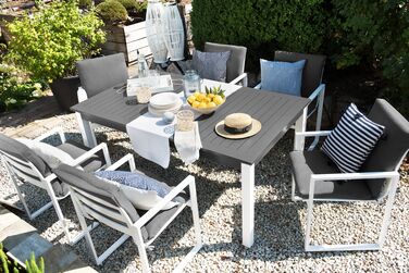 6 Seater Metal Garden Dining Set Grey PANCOLE