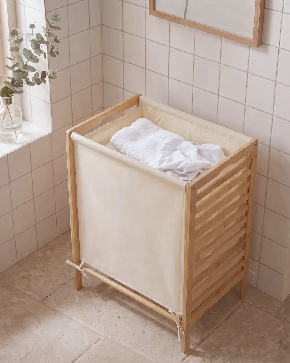 Laundry Basket CARACHI Bamboo Light Brown 65 L_1136154