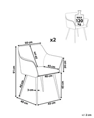Set of 2 Dining Chairs JASMIN Velvet Light Grey_816623
