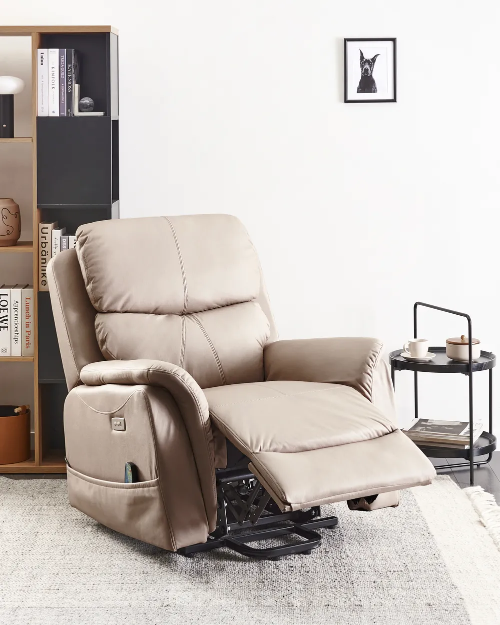 Electric Recliner Chair GLORIE with Massage Fabric Taupe_953480