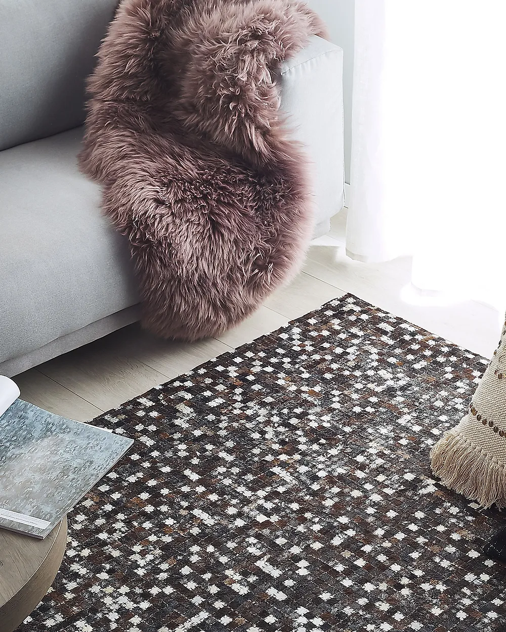 Rug AKKESE Brown 160 x 230 cm Leather_1182978