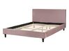Łóżko welurowe 140 x 200 cm różowe FITOU_900385