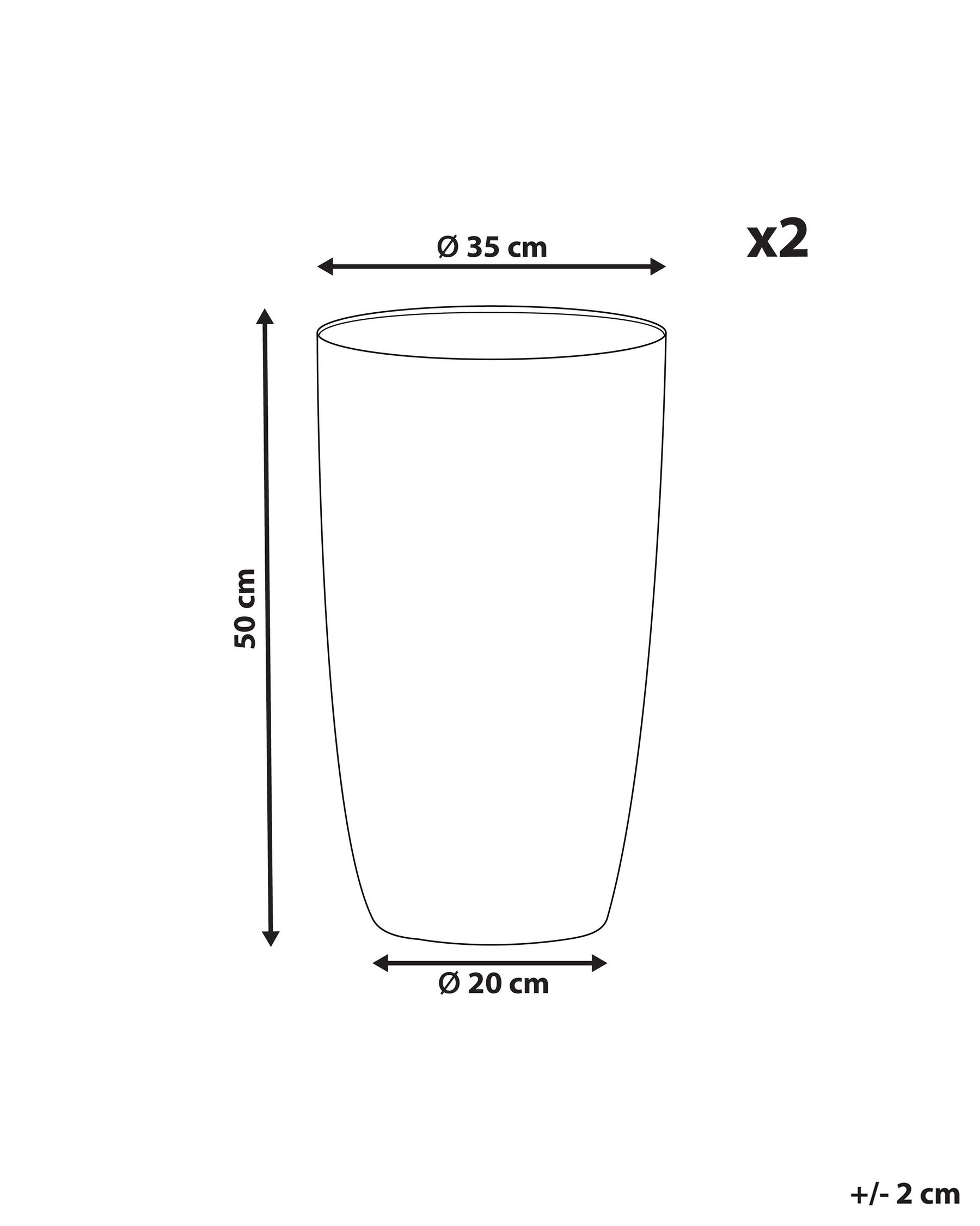 Set of 2 Plant Pots 35 x 35 x 50 cm Beige CAMIA_841568 Set of 2 Plant Pots 35 x 35 x 50 cm Beige CAMIA_841568