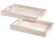 Set di 2 vassoi da portata QUENA Legno di mango Marrone chiaro_1003851